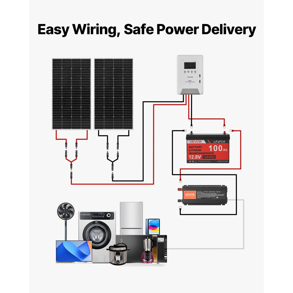 Vevor Solar Power Kit 400W 12V Complete Off-Grid System for RV Home Camping Boats New