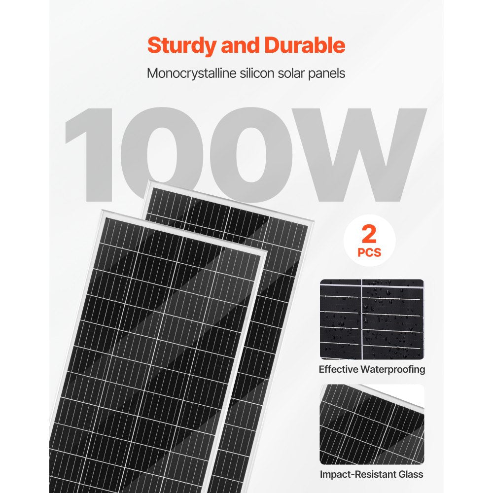 Vevor Solar Wind Power Kit 12V 400W Monocrystalline Panels & 200W Turbine New