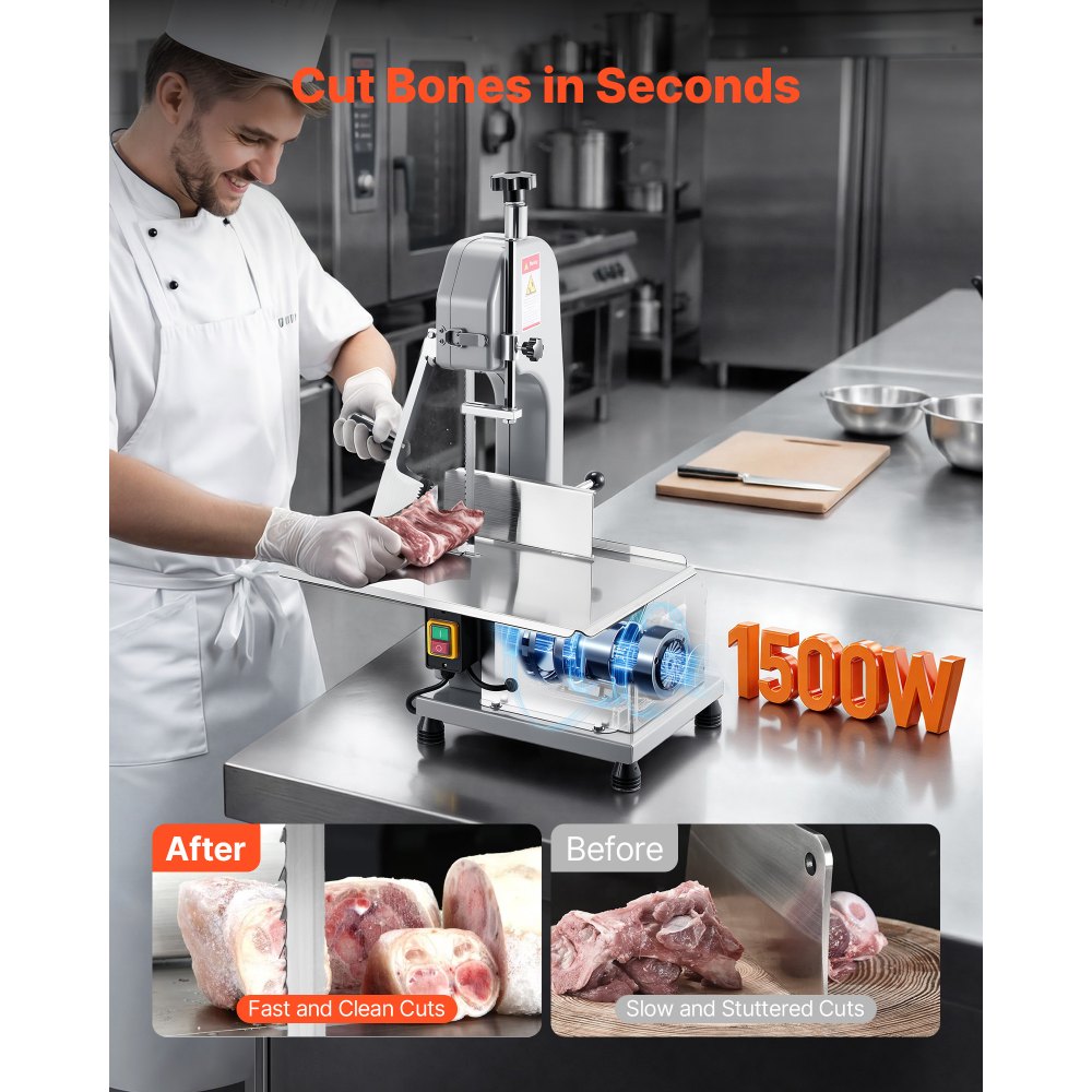 Vevor Meat Bandsaw Commercial Electric Bone Saw Machine 1500W New
