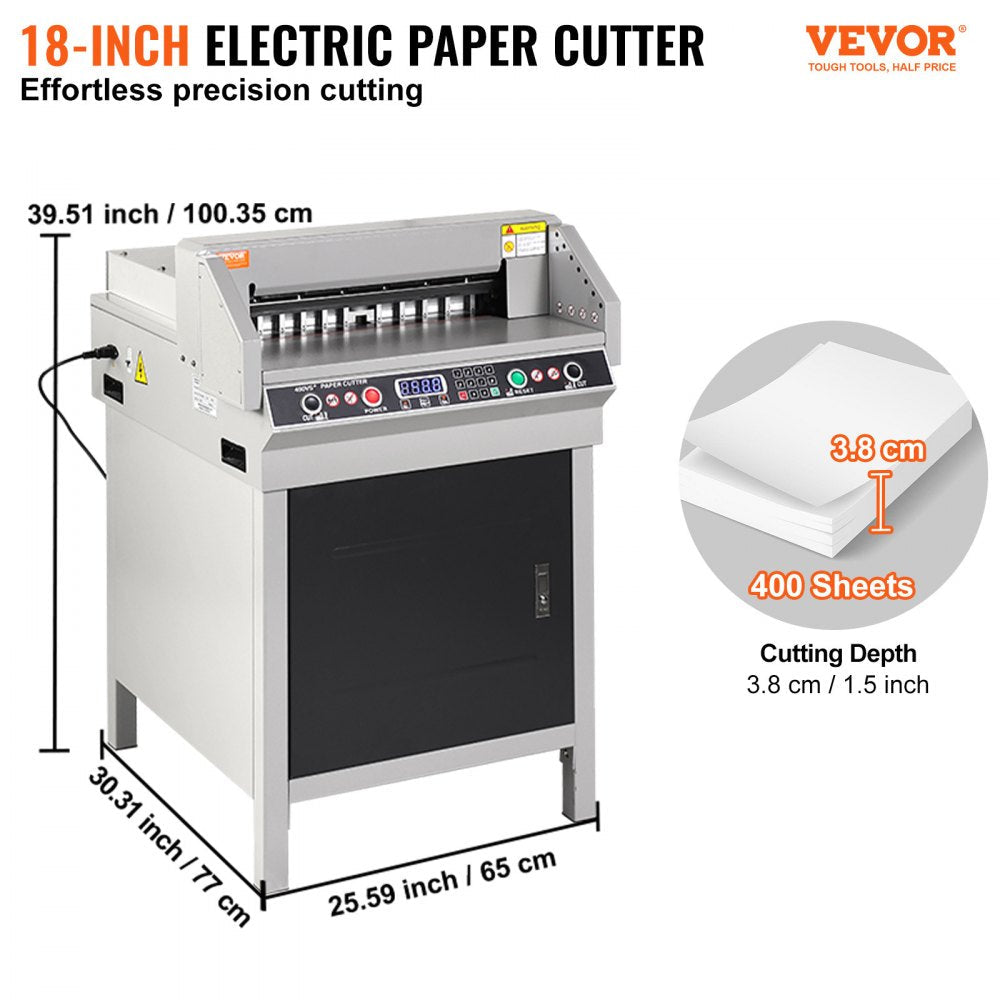 Vevor Electric Paper Cutter Heavy Duty Guillotine Cutting Machine 18" New