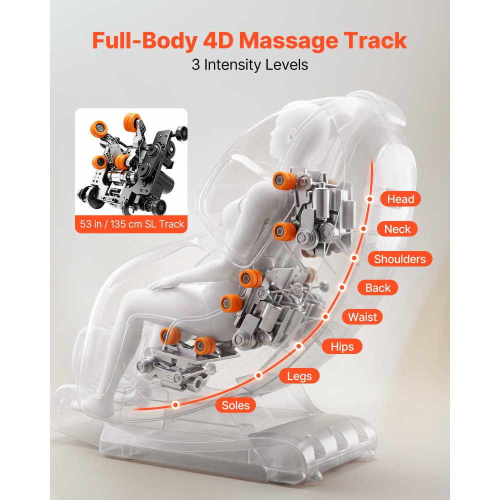 Vevor Massage Chair 4D Zero-Gravity Full Body Recliner with Extendable Footrest New
