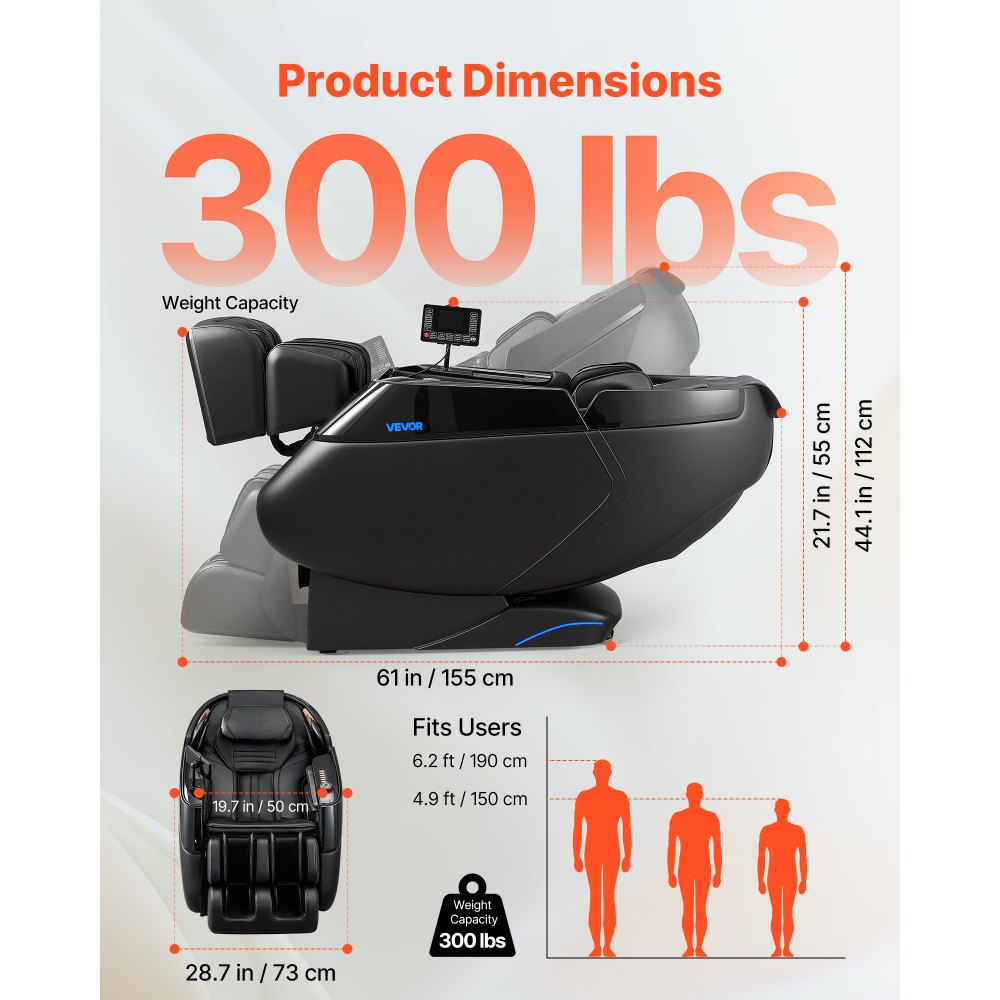 Vevor Massage Chair 4D Zero-Gravity Full Body Recliner with Extendable Footrest New