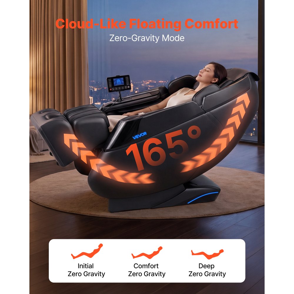 Vevor Massage Chair 4D Zero-Gravity Full Body Recliner with Extendable Footrest New