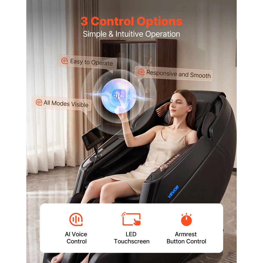 Vevor Massage Chair 4D Zero-Gravity Full Body Recliner with Extendable Footrest New