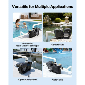 Vevor Variable Speed Pool Pump 3 HP 190 GPM In/Above Ground New