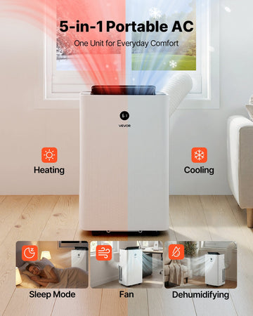 Vevor Portable Air Conditioner Heater Combo 14,000 BTU with LED Touch Panel Remote Control New