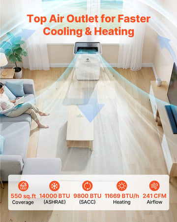 Vevor Portable Air Conditioner Heater Combo 14,000 BTU with LED Touch Panel Remote Control New