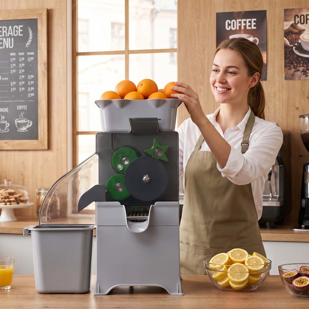 Vevor Commercial Orange Juicer Machine Slow Masticating Electric Citrus Extractor 100W with PC Cover New