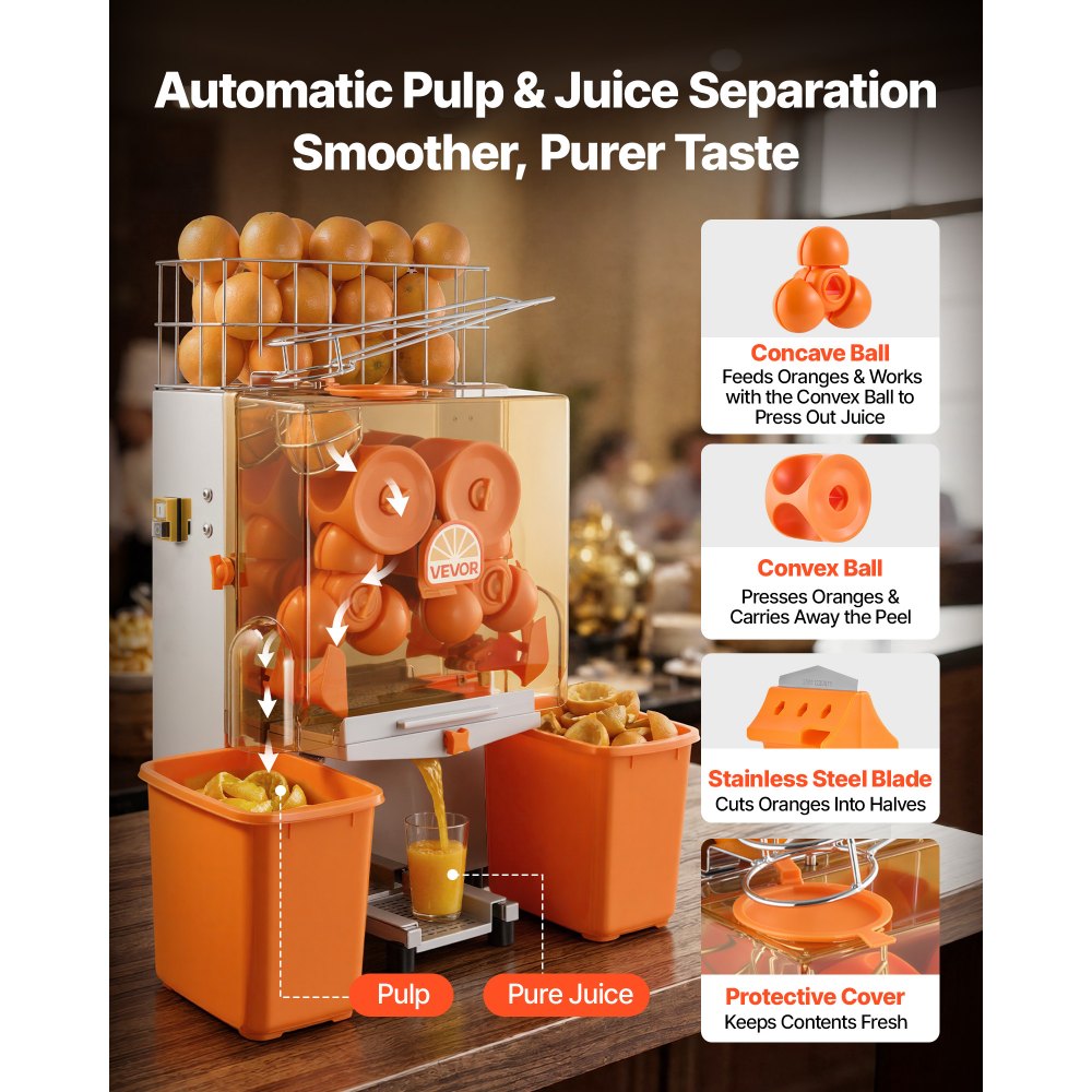 Vevor Juicer Commercial Orange Juicer Machine 120W Electric Orange Juice Press New
