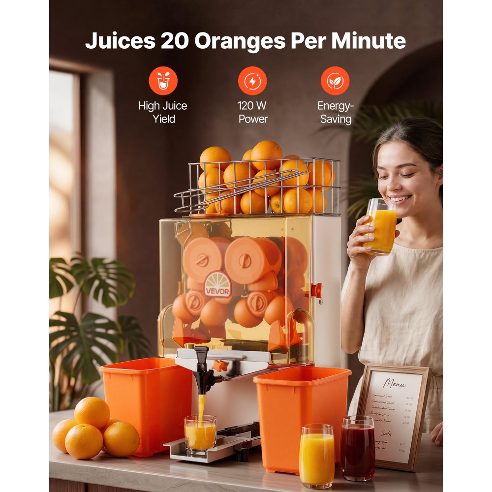 Vevor Commercial Orange Juicer Machine 120W Electric Citrus Press with Faucet New