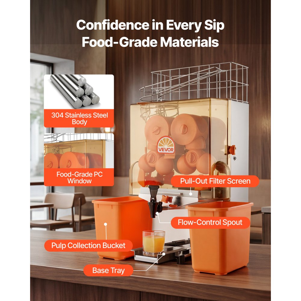 Vevor Commercial Orange Juicer Machine 120W Electric Citrus Press with Faucet New