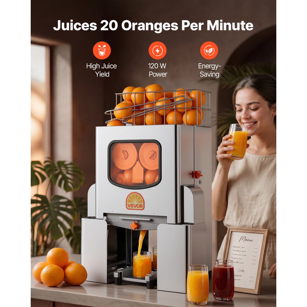 Vevor Orange Juicer Commercial Automatic Feed Press New