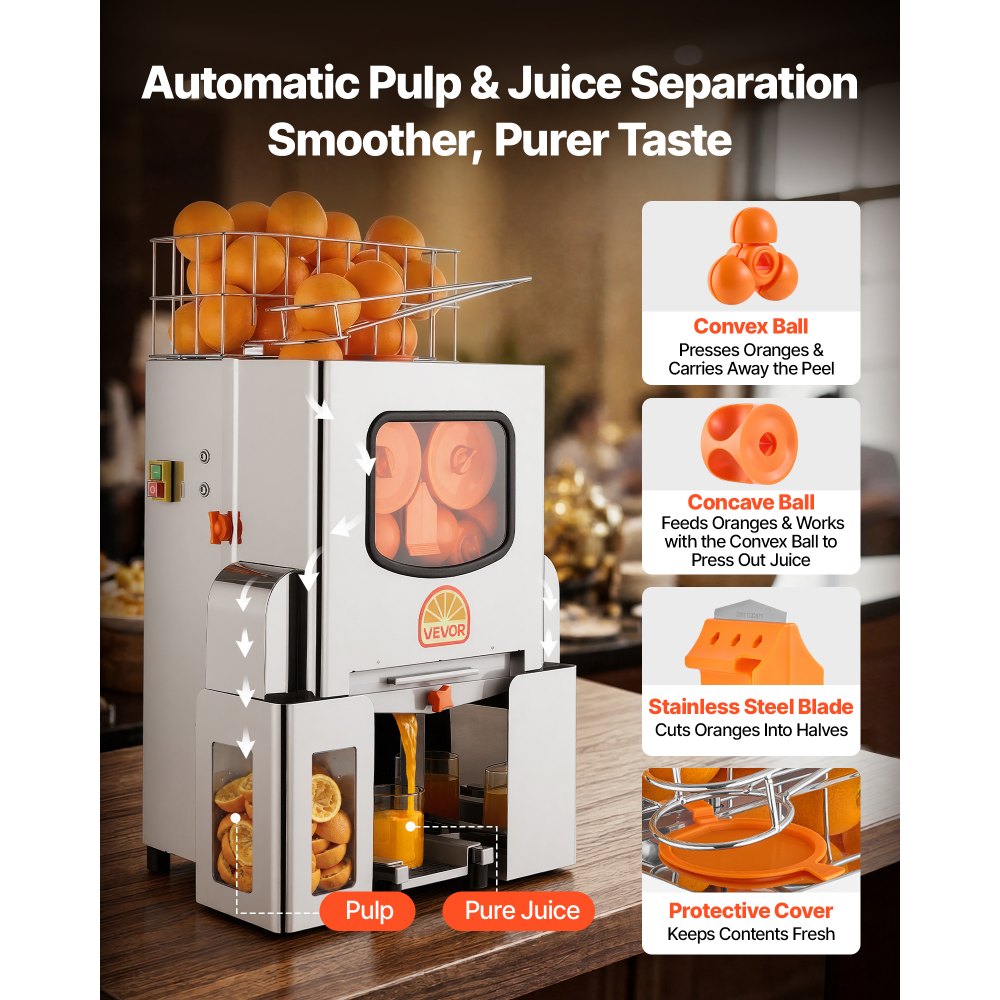 Vevor Orange Juicer Commercial Automatic Feed Press New