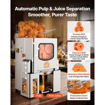 Vevor Orange Juicer Commercial Automatic Feed Press New