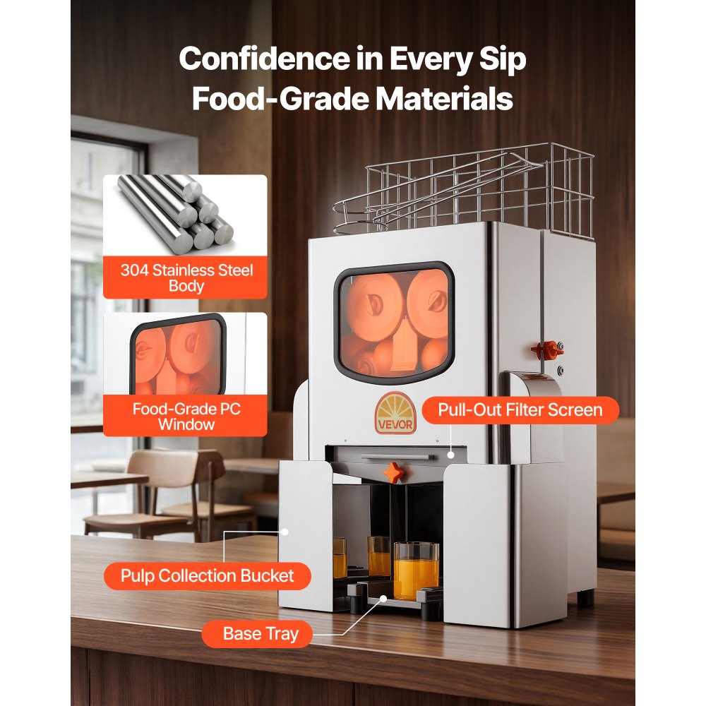 Vevor Orange Juicer Commercial Automatic Feed Press New