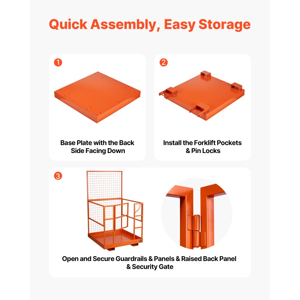 Vevor Forklift Safety Cage 48.2 x 45.2" 1400 lbs Collapsible Work Platform New