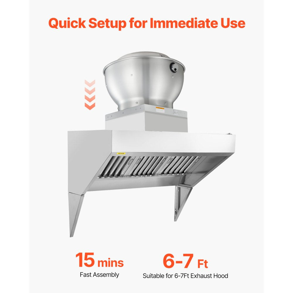Vevor Commercial Kitchen Exhaust Fan 1616 CFM Direct Drive Food Truck Hood Vent New