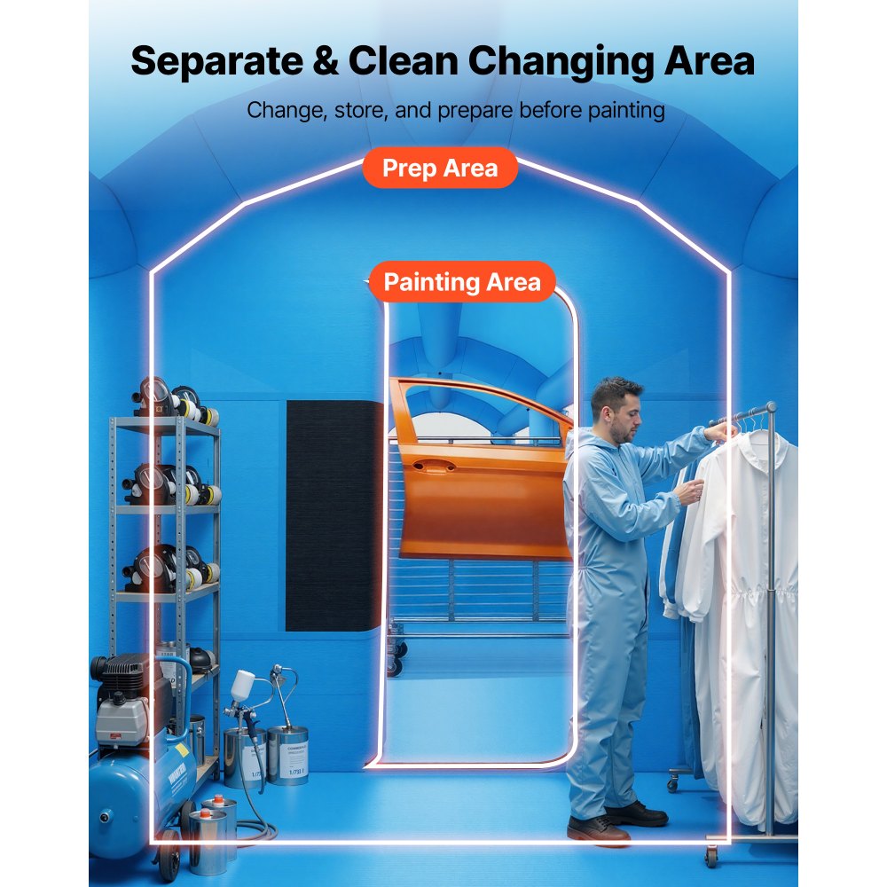 Vevor Inflatable Paint Booth Portable Spray Booth with Changing Area 20' x 10' x 8' Blue New