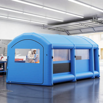 Vevor Inflatable Paint Booth Portable Spray Booth with Changing Area 20' x 10' x 8' Blue New