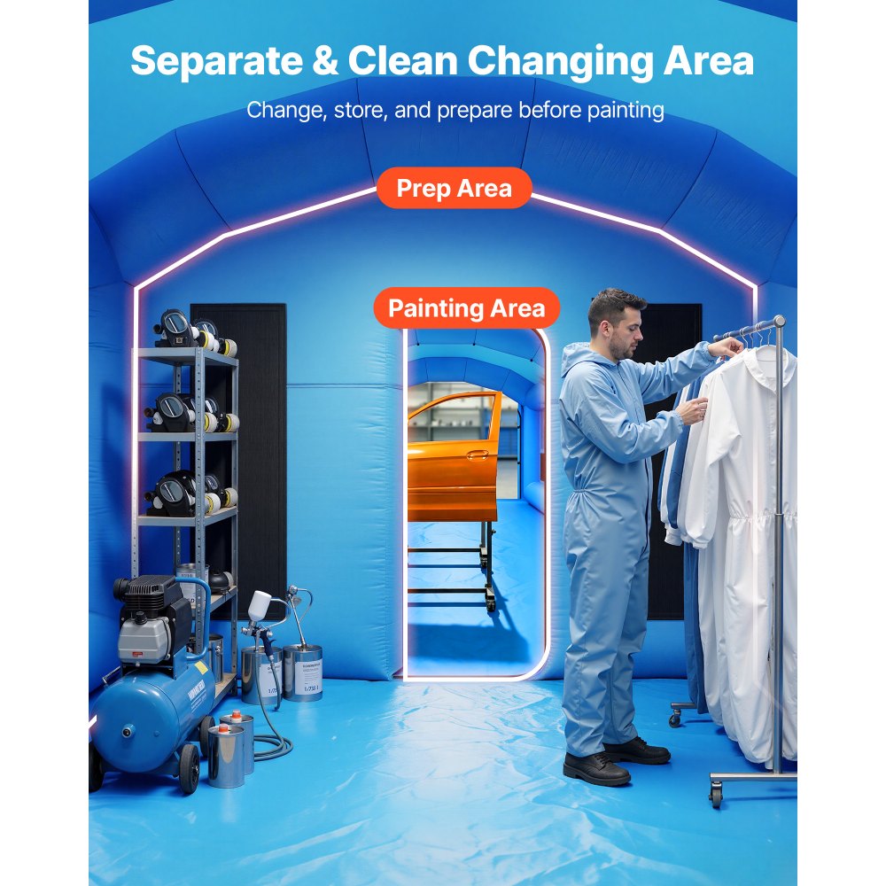 Vevor Inflatable Paint Booth 23' x 13' x 9' Portable Spray Booth with Changing Area Blue New