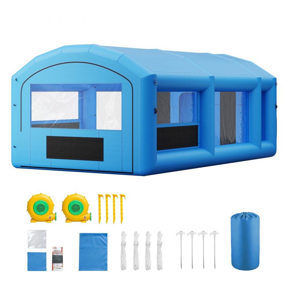 Vevor Inflatable Paint Booth 23' x 13' x 9' Portable Spray Booth with Changing Area Blue New