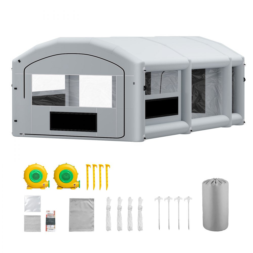 Vevor Inflatable Paint Booth 26 x 15 x 10' Portable Spray Booth for Mid-Size Pickup & Furniture Gray New