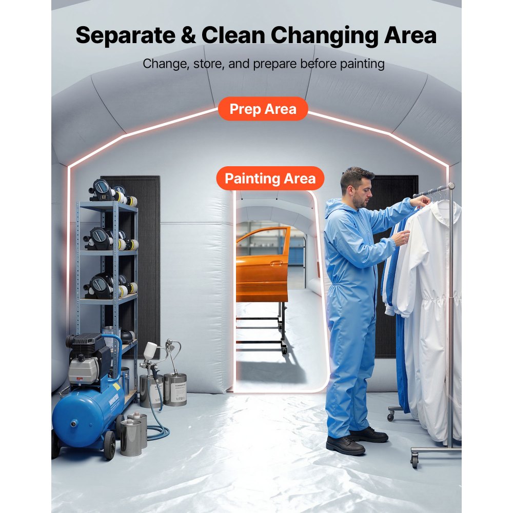Vevor Inflatable Paint Booth 28' x 15' x 10' Portable Spray Booth with Dual Blowers Gray New