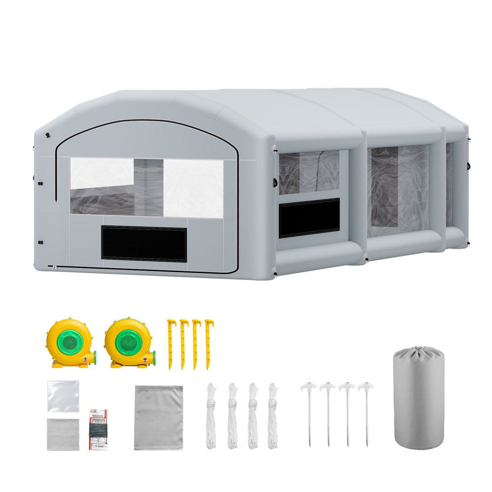 Vevor Inflatable Paint Booth 28' x 15' x 10' Portable Spray Booth with Dual Blowers Gray New