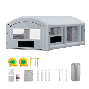Vevor Inflatable Paint Booth 28' x 15' x 10' Portable Spray Booth with Dual Blowers Gray New