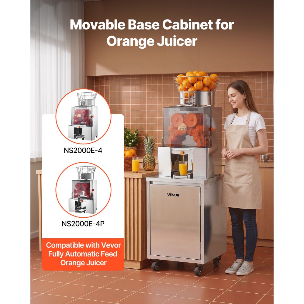 Vevor Base Cabinet Movable Orange Juicer Cabinet with Swivel Casters New