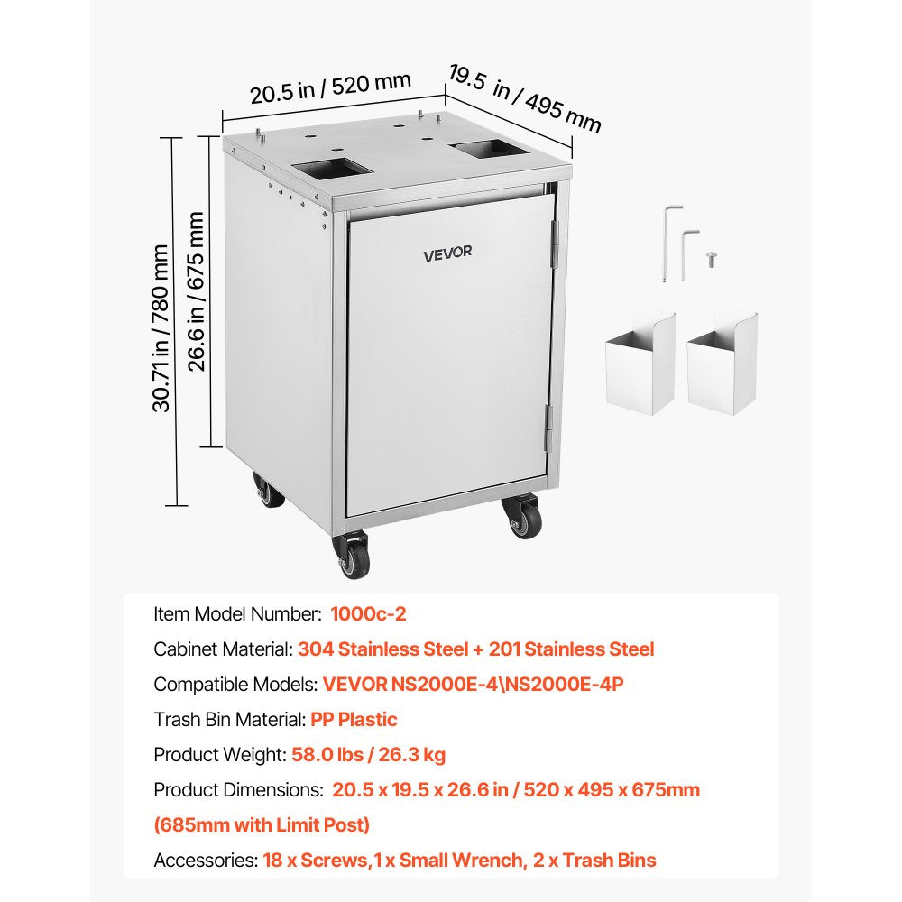 Vevor Base Cabinet Movable Orange Juicer Cabinet with Swivel Casters New