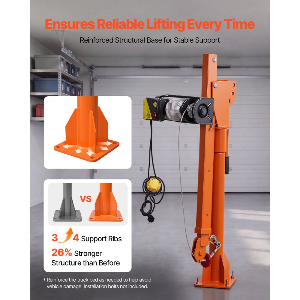 Vevor Pickup Truck Crane Electric 1100 lbs Foldable Jib Hoist New
