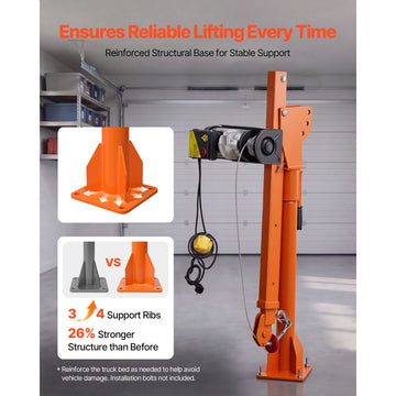 Vevor Pickup Truck Crane Electric 1100 lbs Foldable Jib Hoist New