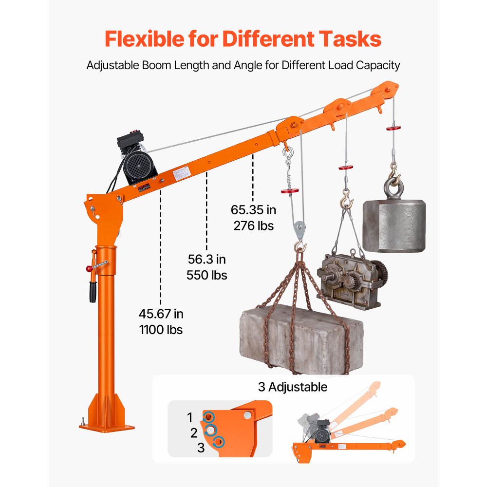 Vevor Pickup Truck Crane Electric 1100 lbs Foldable Jib Hoist New