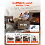 Vevor Power Lift Recliner Chair Dual Motor Heat & Massage Brown New