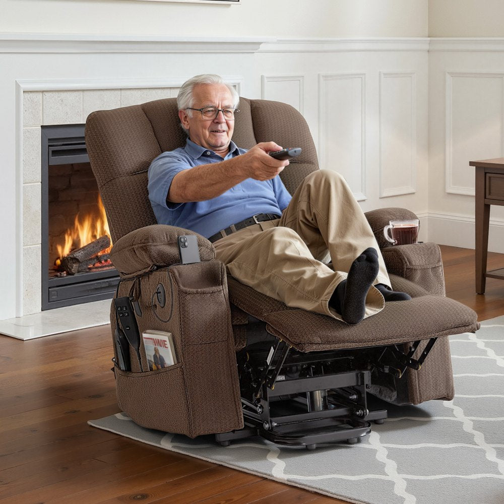 Vevor Power Lift Recliner Chair Dual Motor Heat & Massage Brown New