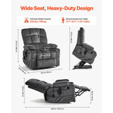 Vevor Recliner Chair Power Lift Dual Motor Heat Massage Dark Gray New