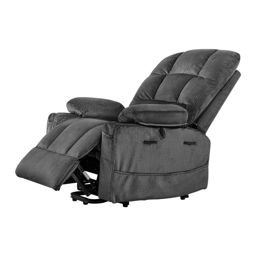 Vevor Recliner Chair Power Lift Dual Motor Heat Massage Dark Gray New