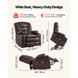 Vevor Recliner Chair Power Lift Triple-Motor Heat & Massage Brown New