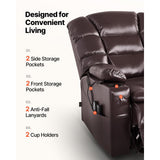 Vevor Recliner Chair Power Lift Triple-Motor Heat & Massage Brown New