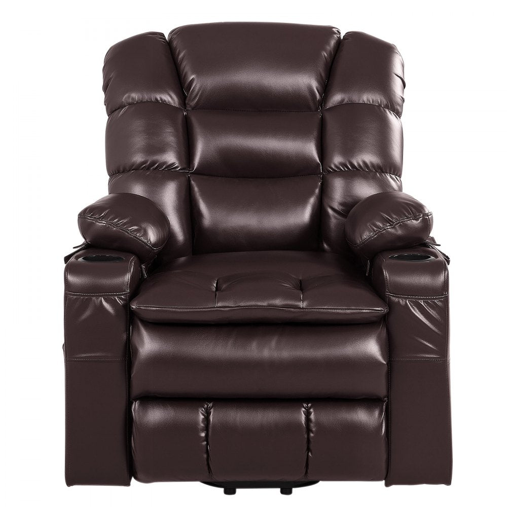 Vevor Recliner Chair Power Lift Triple-Motor Heat & Massage Brown New