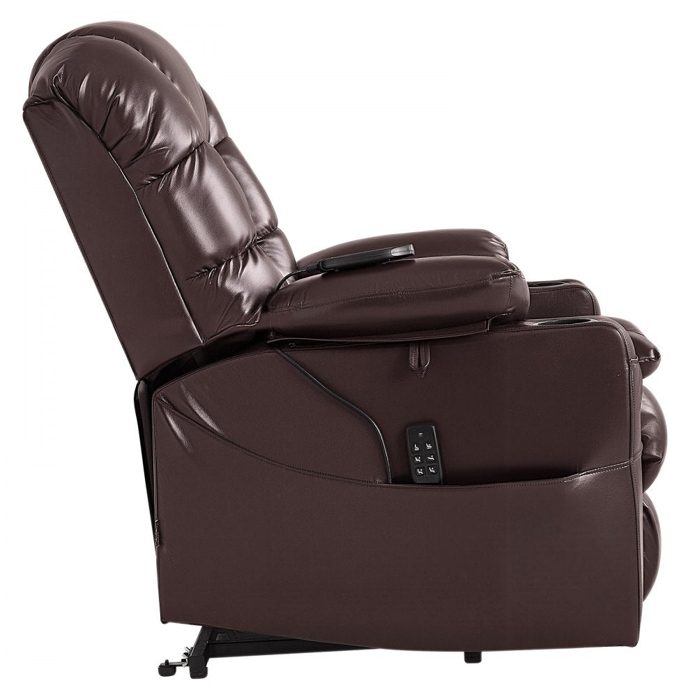 Vevor Recliner Chair Power Lift Triple-Motor Heat & Massage Brown New