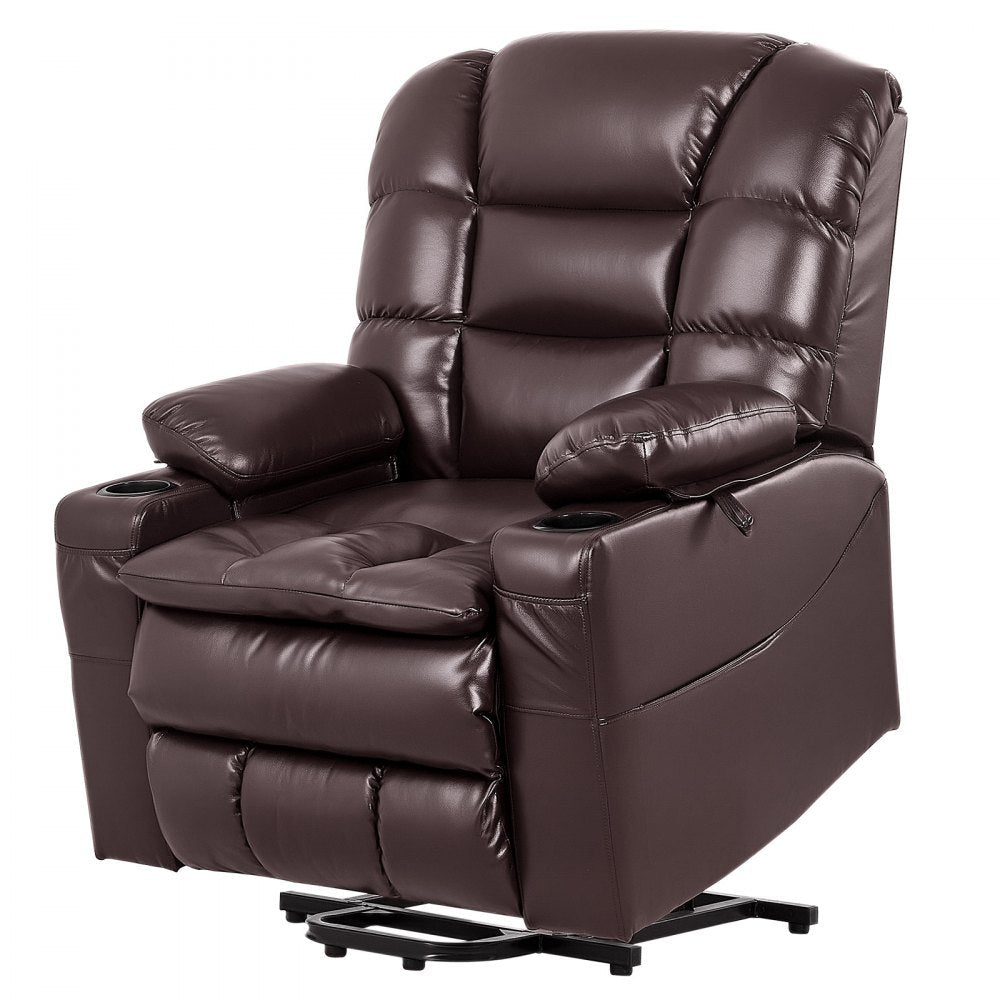 Vevor Recliner Chair Power Lift Triple-Motor Heat & Massage Brown New