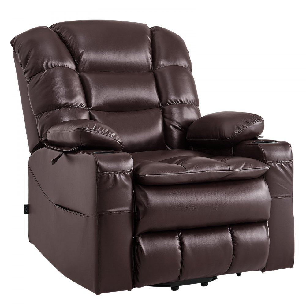 Vevor Recliner Chair Power Lift Triple-Motor Heat & Massage Brown New