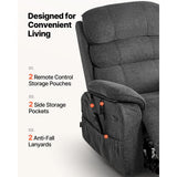 Vevor Recliner Chair Power Lift Dual Motor Heat Massage Dark Gray New