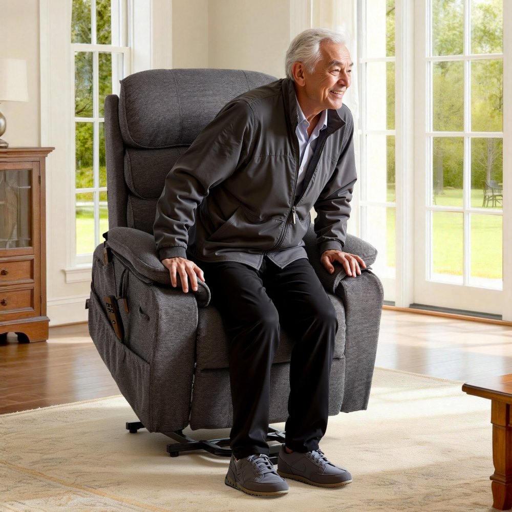 Vevor Recliner Chair Power Lift Dual Motor Heat Massage Dark Gray New