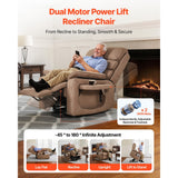 Vevor Recliner Chair Power Lift Dual Motor Heat Massage Brown New