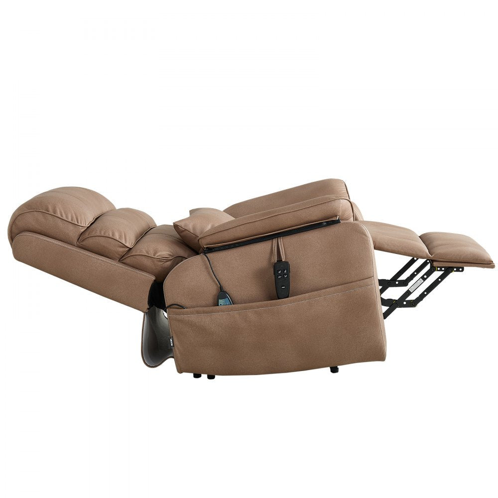 Vevor Recliner Chair Power Lift Dual Motor Heat Massage Brown New