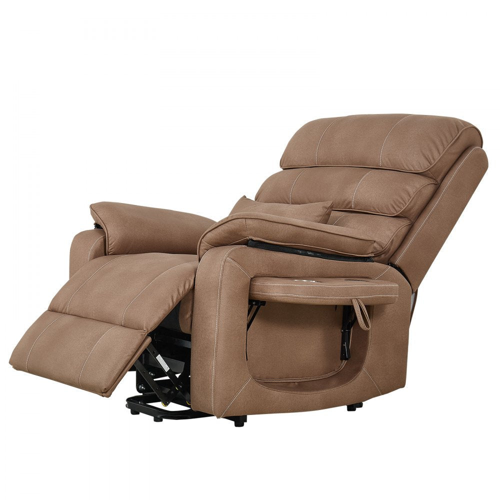 Vevor Recliner Chair Power Lift Dual Motor Heat Massage Brown New