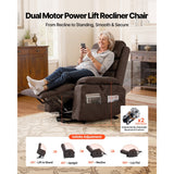 Vevor Recliner Chair Power Lift Recliner Dual Motor Heat and Massage Brown New